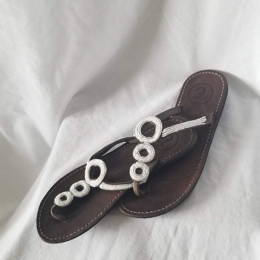 ASPIGA Leather Beaded Flip Flop Sandal